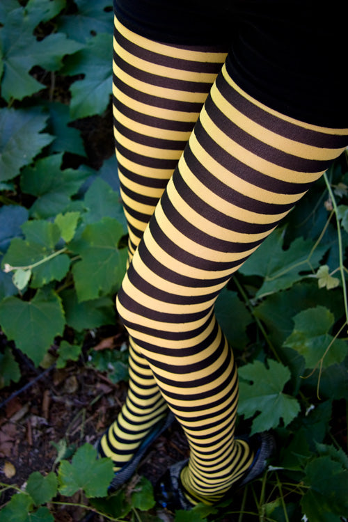 Pink Striped Tights for Women | Durable Two-Tone Colored Pantyhose