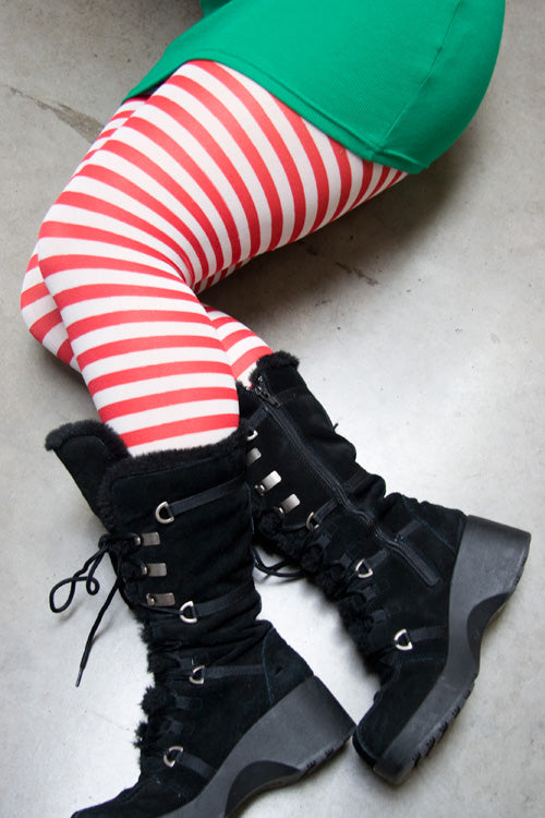 Striped Tights (3x - 4x) Red/White