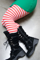 Striped Tights - White & Red