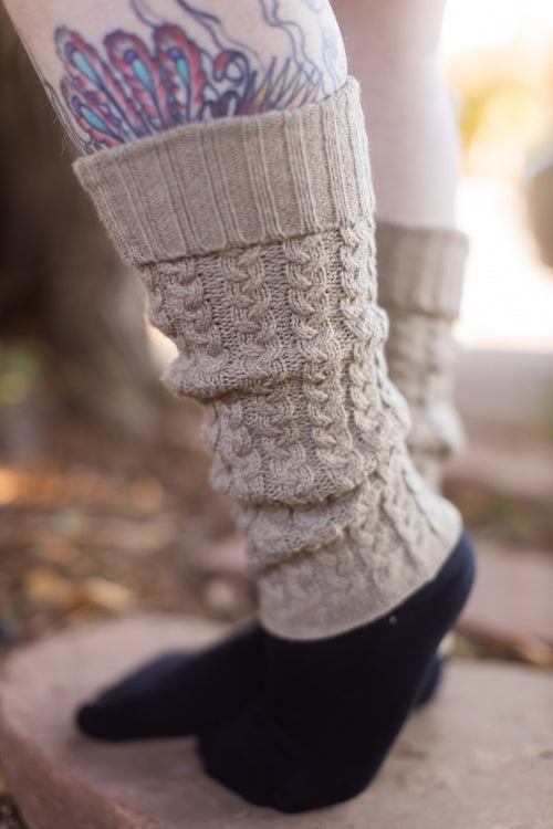 Grey Wool Socks, Hand Knit Legwarmers, Woolen Socks, Winter Socks