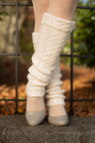 Tulle Cable Leg Warmer - White Sand