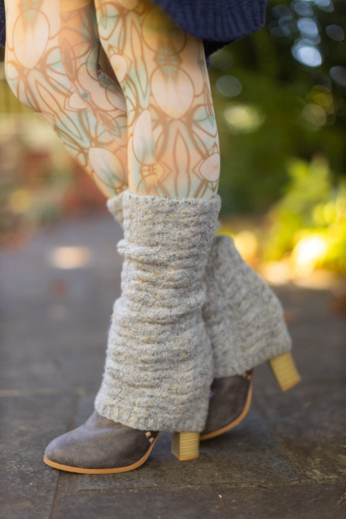 Grey Cable Knitted Leg Warmers