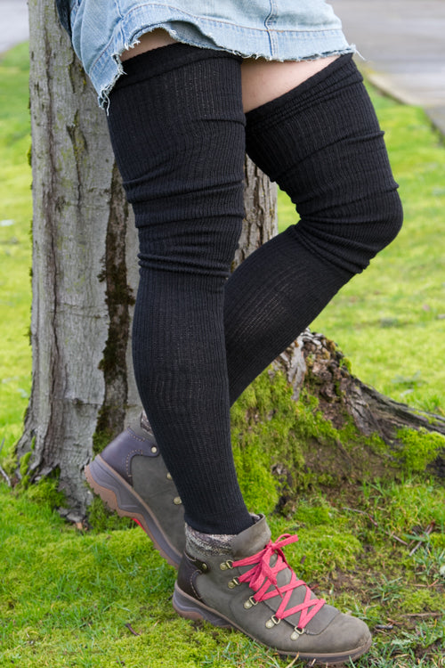 Long Cuffable Scrunchable Socks - Black
