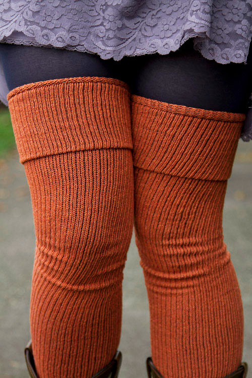Long Cuffable Scrunchable Socks - Rust