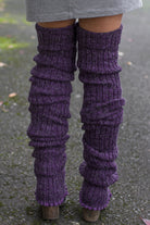 Super-Long Ribbed Leg Warmers - Violet