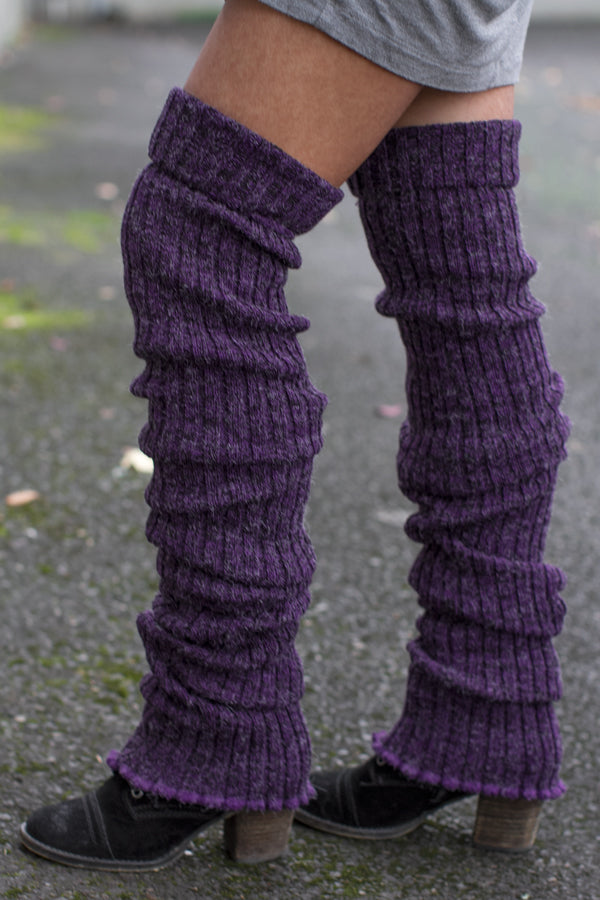 Super-Long Ribbed Leg Warmers - Violet