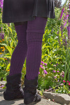 M45 Ribbed Thigh High with Roll Top - Plum