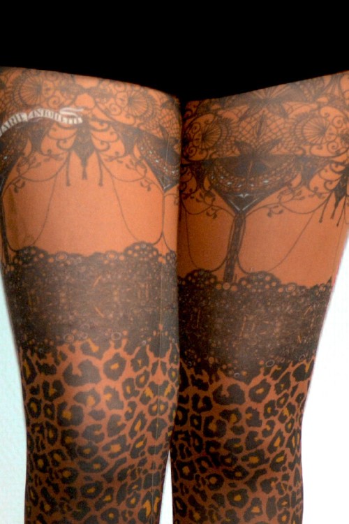 Leopardo Printed Tights - Extra Small