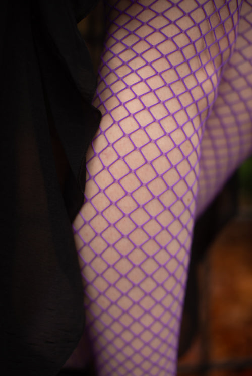 Mini Diamond Net Pantyhose - Purple