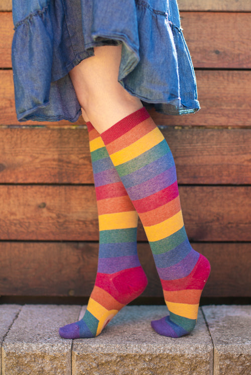 Heather Rainbow Striped Knee High
