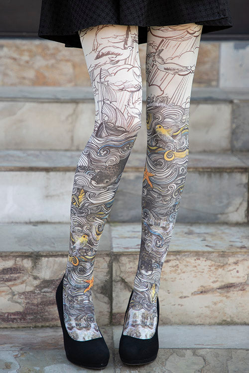 Sous Le Vent Printed Tights - Large
