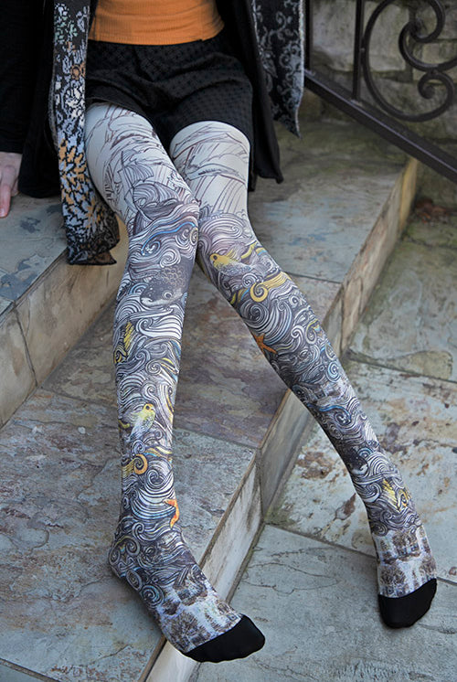 Sous Le Vent Printed Tights - Large