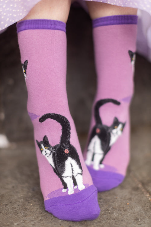 Tuxedo Cat Butt Men's Socks  Funny Gift for Cat Lover - Cute But Crazy  Socks