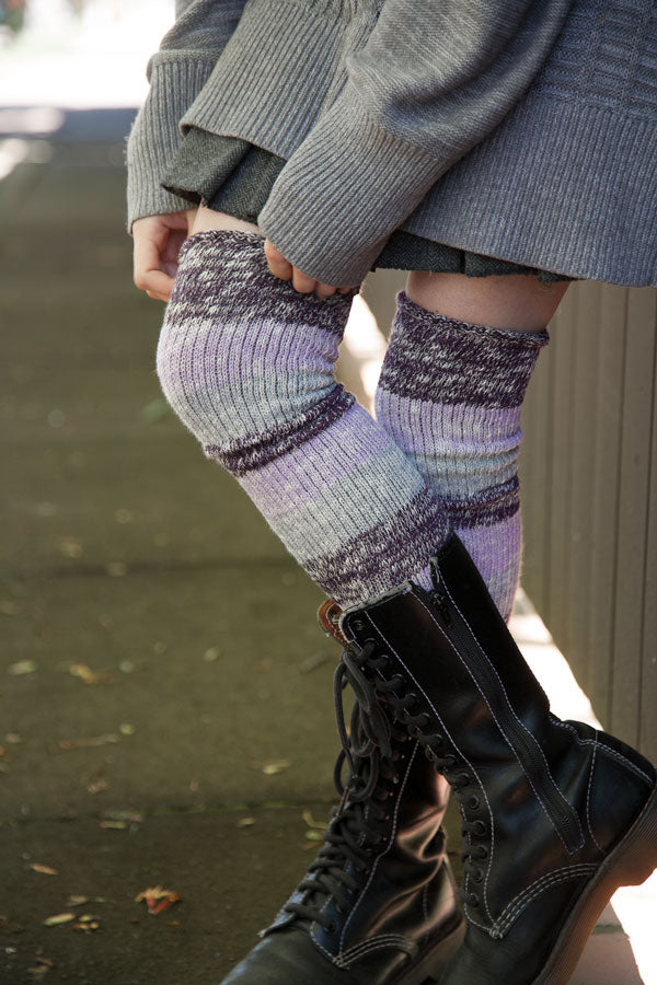 Marled Stripe Knee Socks - Amethyst