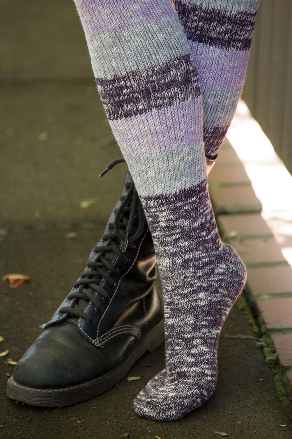 Marled Stripe Knee Socks - Amethyst
