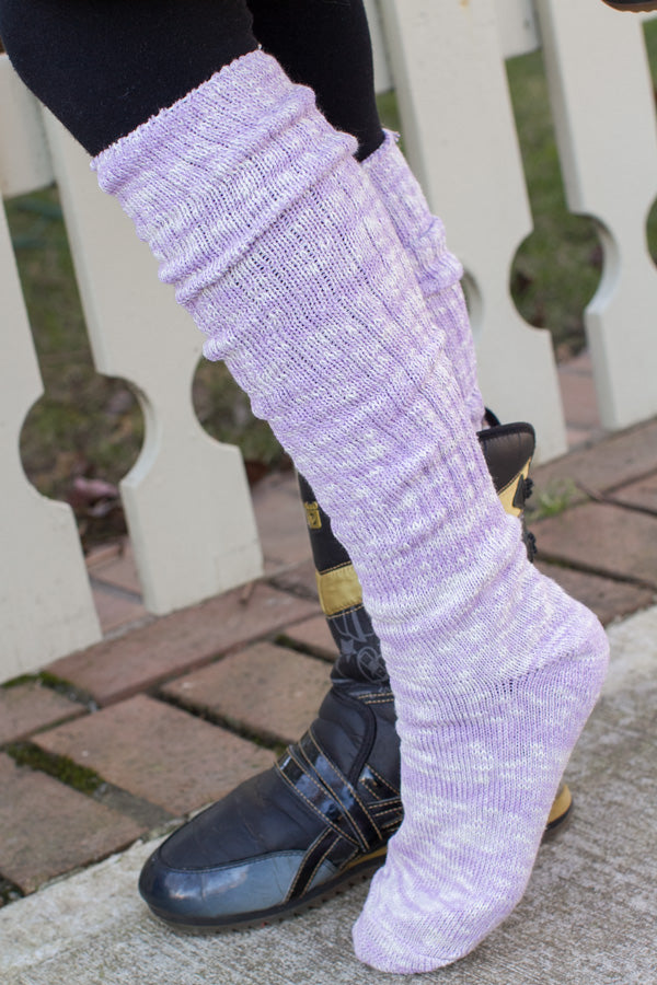 Marled Slouch Socks - Lilac
