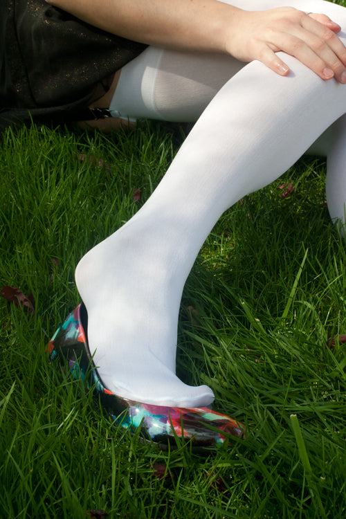 Opaque Nylon Stockings - White