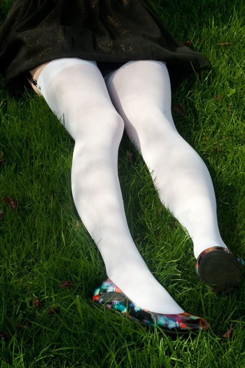 Opaque Nylon Stockings - White