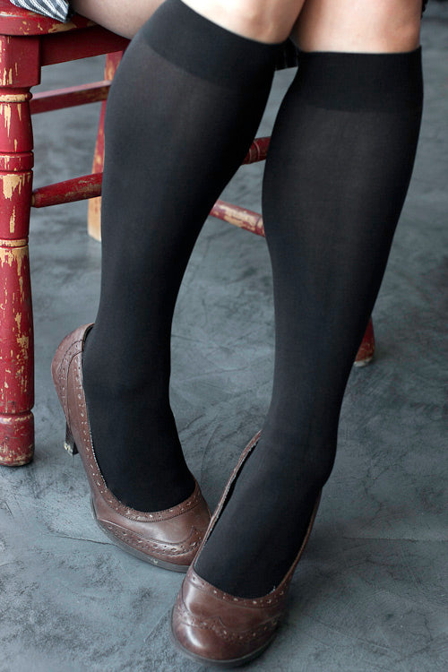 Opaque Solid Nylon Trouser Socks - Black