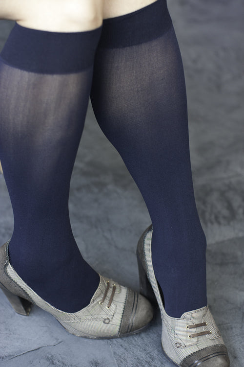 Opaque Solid Nylon Trouser Socks - Navy