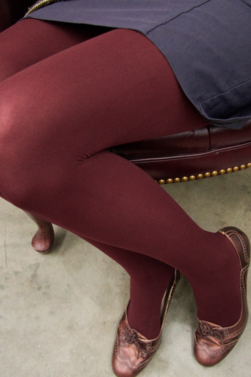 Burgundy Opaque Tights 