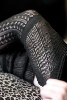 Pointelle Scrunch Top Knee Socks - Black