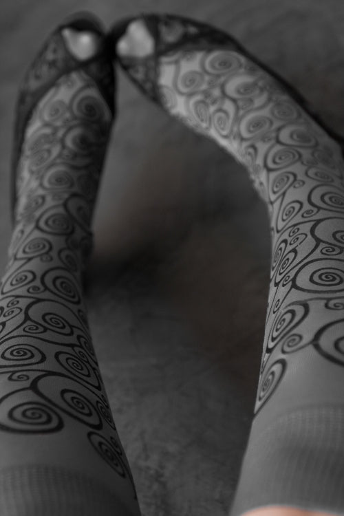 Polonova Klimt Spiral Trouser Socks - Grey with Black