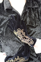 Polonova Klimt Spiral Velvet Gloves - Black with Gold