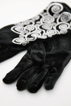 Polonova Klimt Spiral Velvet Gloves - Black with Silver