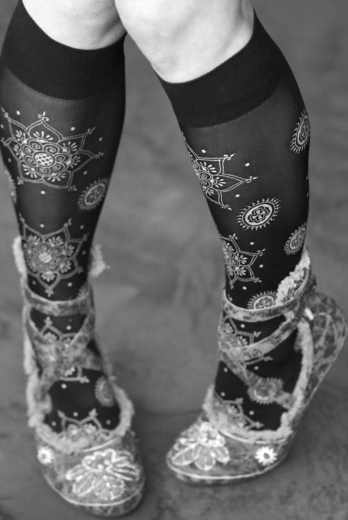 Polonova Mehndi Trouser Socks - Black with Silver