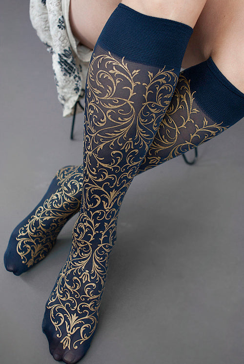 Imperial Trouser Socks - Navy with Gold