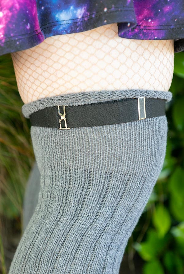 Extra Long Simply Adjustable Sock Garters - Black - Extra Large