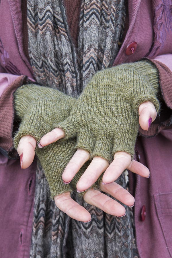 Knit Fingerless Gloves - Dried Sage