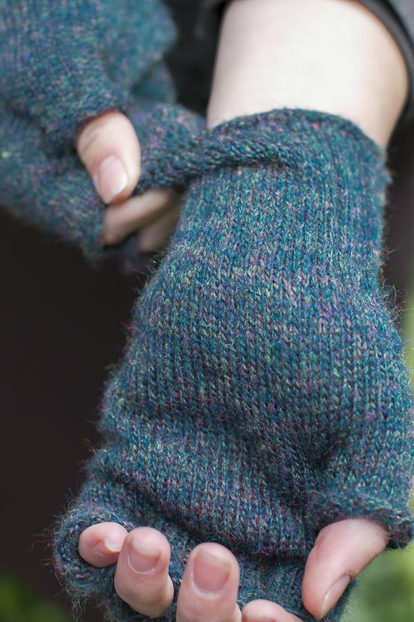 Knit Fingerless Gloves - Peacock