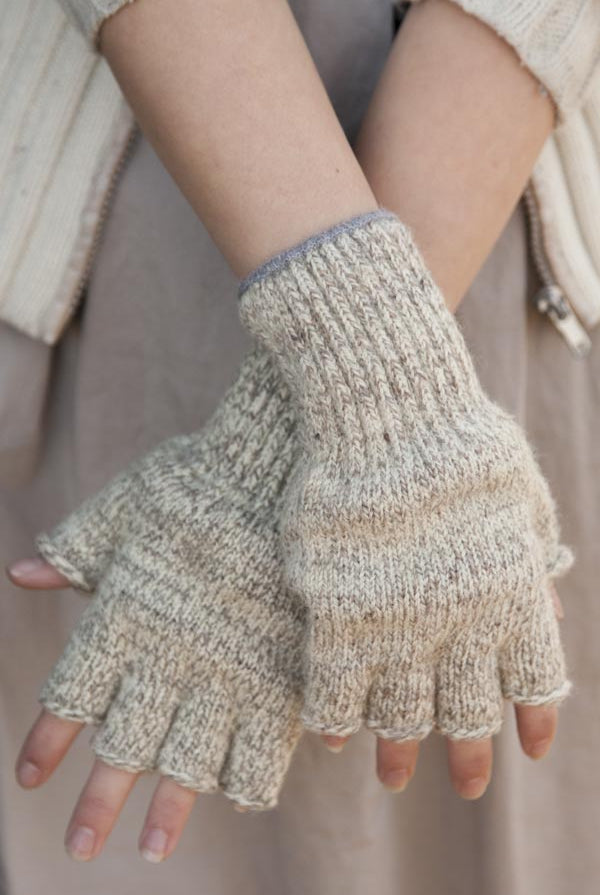 Wool Fingerless Gloves - Oatmeal