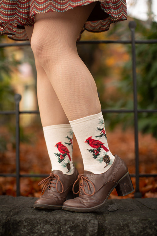 Cardinal Women's Cream Crew Socks