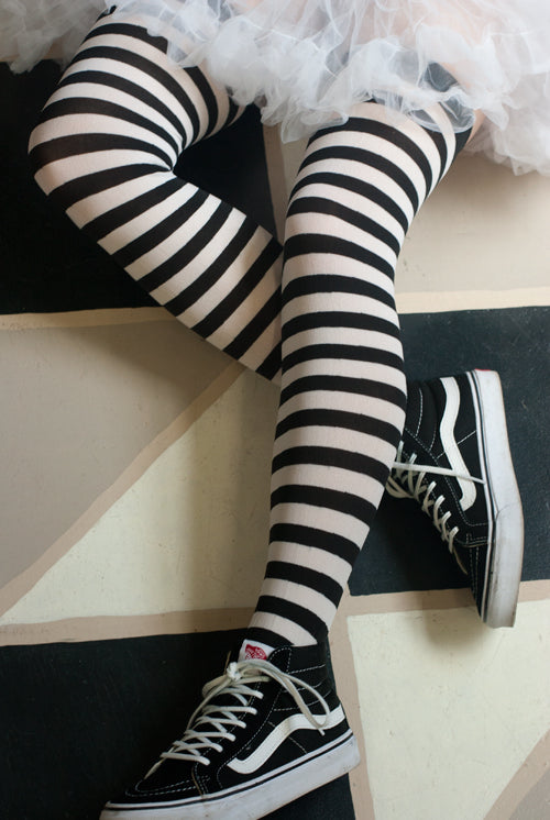 Striped Over the Knee - Black & White
