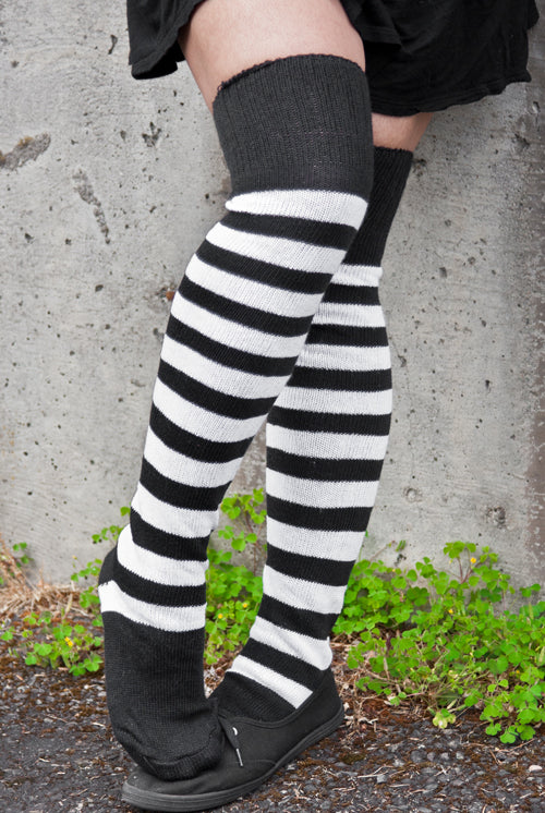 Super Stripes Knee Socks - Black/White
