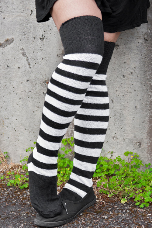 Super Stripes Knee Socks - Black/White
