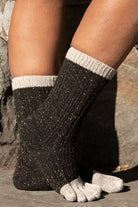 Cable Confetti Toe Socks - Black/Grey