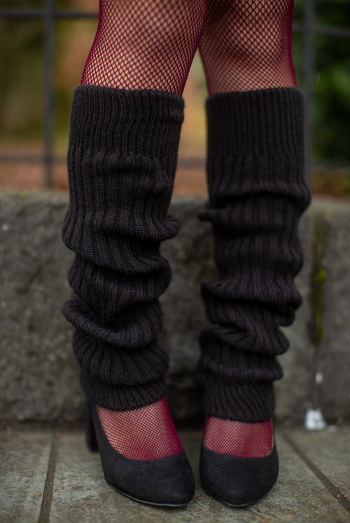Lux Ribbed Leg Warmers - Black