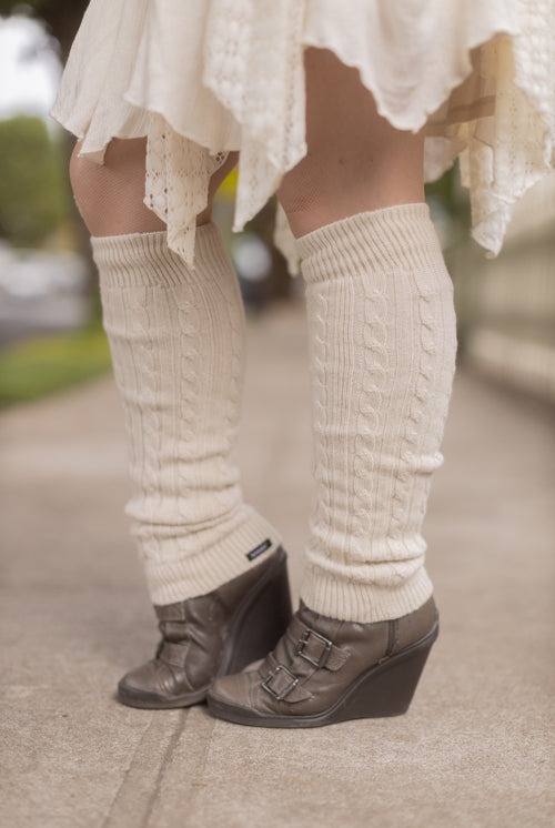 Cable Leg Warmers - Ivory