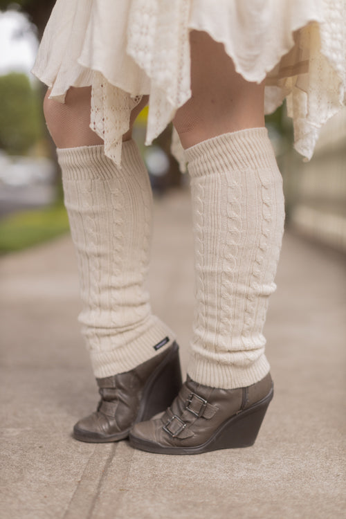 Cable Leg Warmers - Ivory