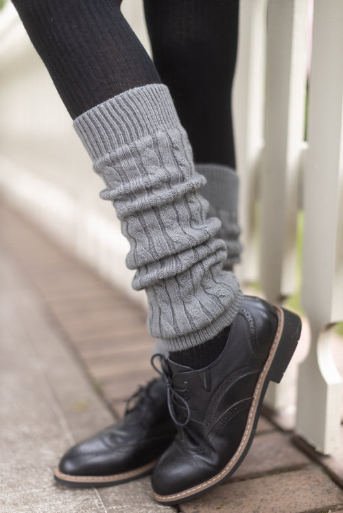 Cable Leg Warmers - Middle Grey