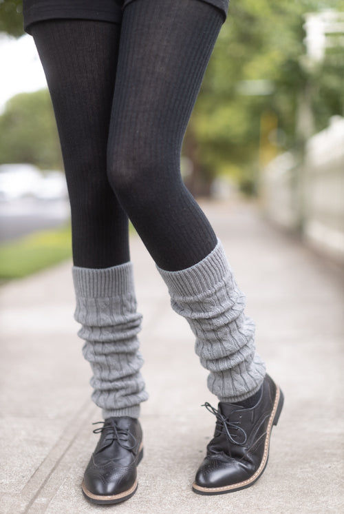 Cable Leg Warmers - Middle Grey