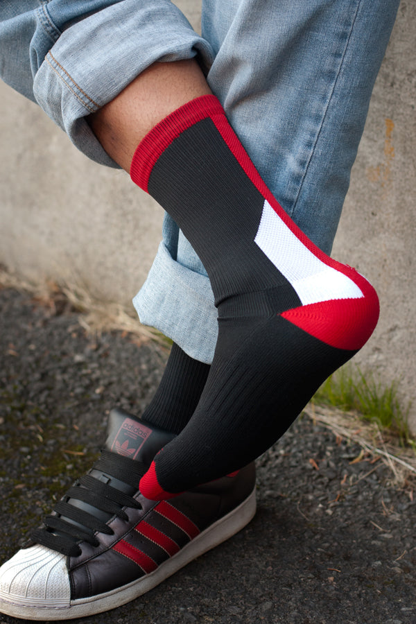 Team Spirit Socks - Black & Red - Lg