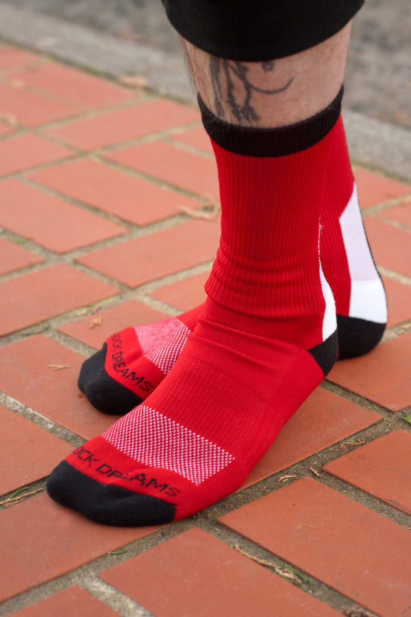 Team Spirit Socks - Red & Black - Lg