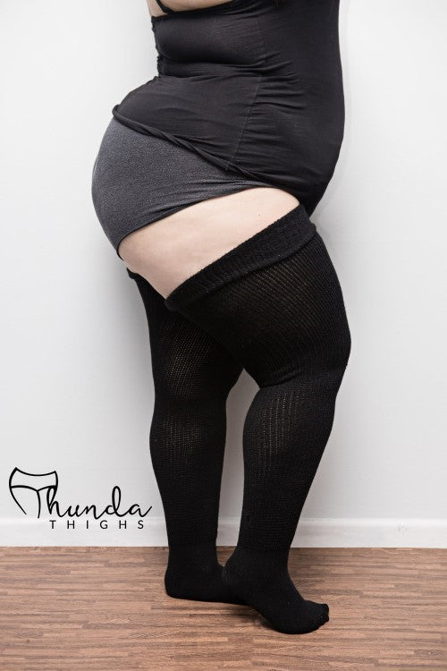 Thunda Thighs Solid Thigh Highs - Black