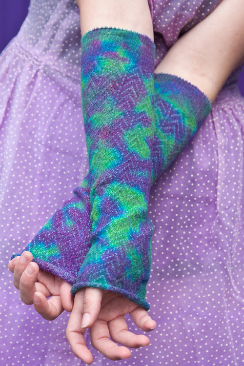Tie Dye Chevron Sleeves - Blue/Green/Purple Crinkle