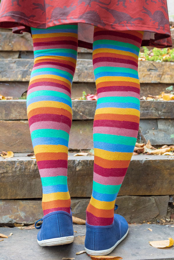 Striped Over the Knee Toe Socks - Meadow